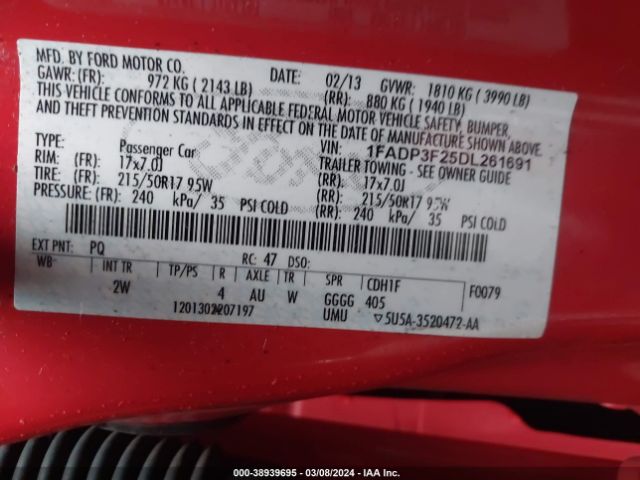 Photo 8 VIN: 1FADP3F25DL261691 - FORD FOCUS 