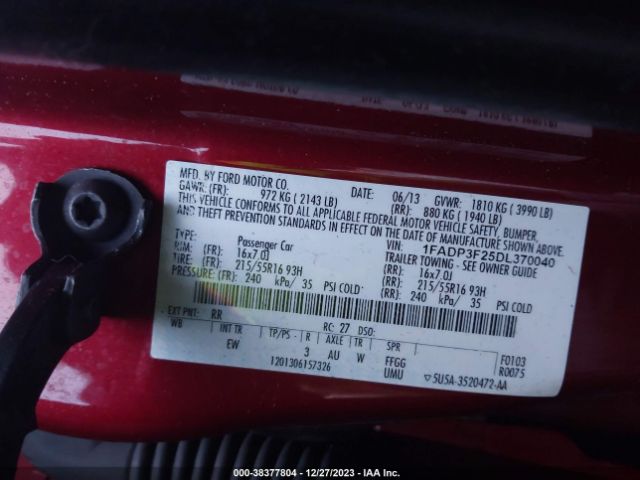 Photo 8 VIN: 1FADP3F25DL370040 - FORD FOCUS 