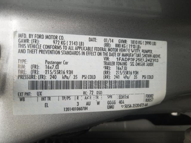 Photo 9 VIN: 1FADP3F25EL242303 - FORD FOCUS SE 