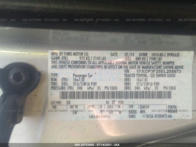 Photo 8 VIN: 1FADP3F25EL255973 - FORD FOCUS 