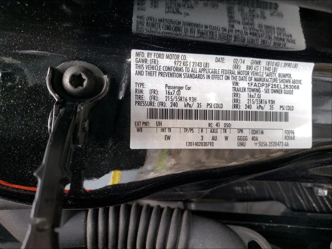 Photo 9 VIN: 1FADP3F25EL263068 - FORD FOCUS SE 