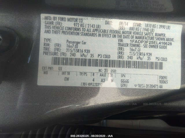 Photo 8 VIN: 1FADP3F25EL416628 - FORD FOCUS 