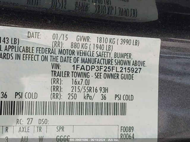 Photo 8 VIN: 1FADP3F25FL215927 - FORD FOCUS 