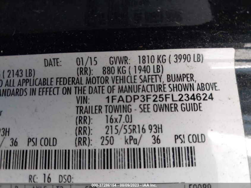 Photo 8 VIN: 1FADP3F25FL234624 - FORD FOCUS 