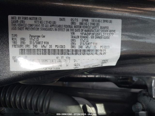 Photo 8 VIN: 1FADP3F25FL311377 - FORD FOCUS 