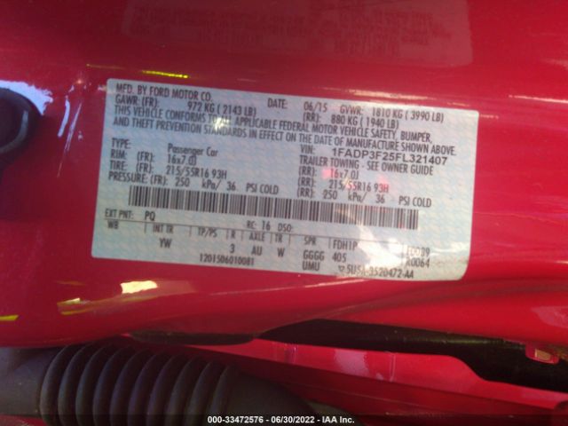 Photo 8 VIN: 1FADP3F25FL321407 - FORD FOCUS 