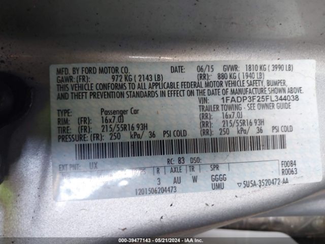 Photo 8 VIN: 1FADP3F25FL344038 - FORD FOCUS 