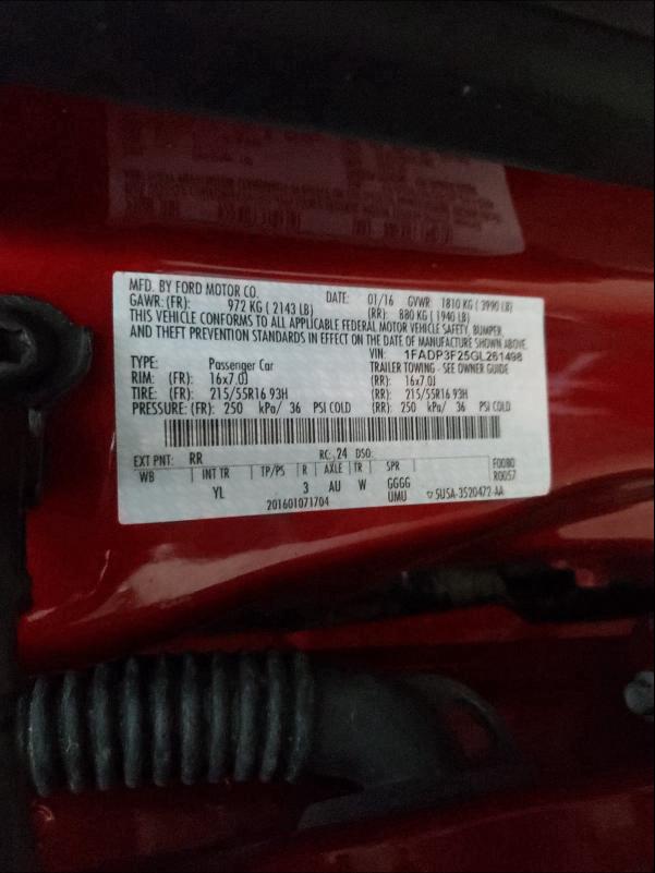 Photo 9 VIN: 1FADP3F25GL261498 - FORD FOCUS 