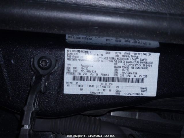 Photo 8 VIN: 1FADP3F25GL282464 - FORD FOCUS 