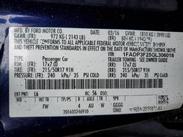 Photo 11 VIN: 1FADP3F25GL306018 - FORD FOCUS 