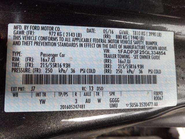 Photo 9 VIN: 1FADP3F25GL334854 - FORD FOCUS SE 