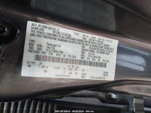 Photo 8 VIN: 1FADP3F25GL373816 - FORD FOCUS 