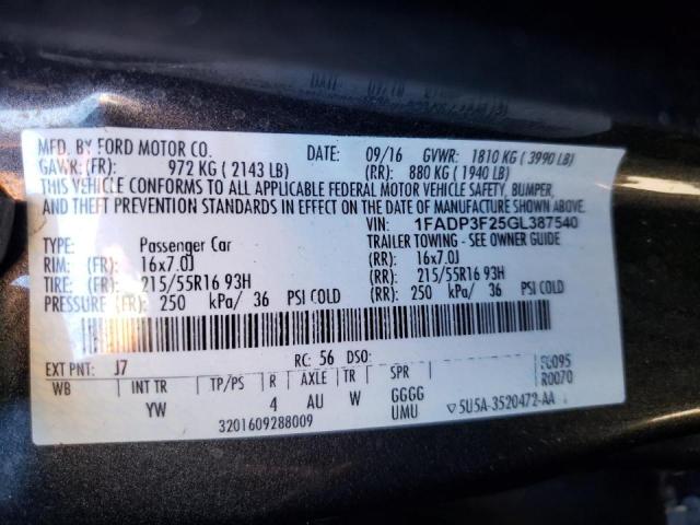 Photo 9 VIN: 1FADP3F25GL387540 - FORD FOCUS SE 