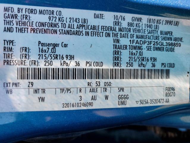 Photo 12 VIN: 1FADP3F25GL398859 - FORD FOCUS 