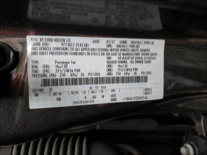 Photo 9 VIN: 1FADP3F25HL215543 - FORD FOCUS SE 