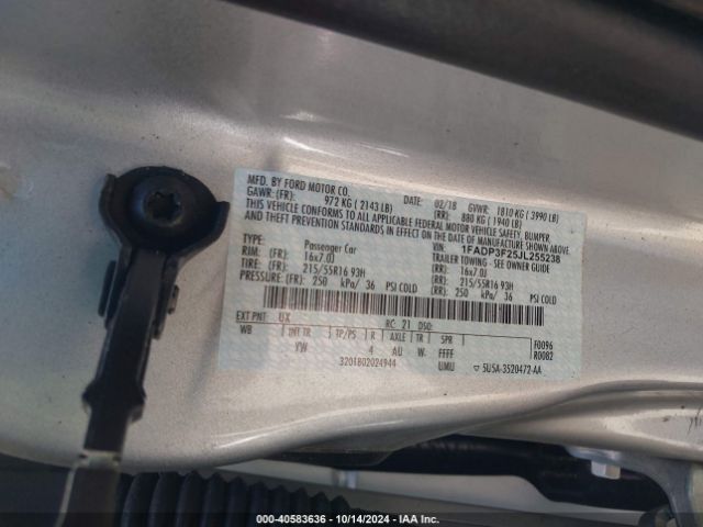 Photo 8 VIN: 1FADP3F25JL255238 - FORD FOCUS 