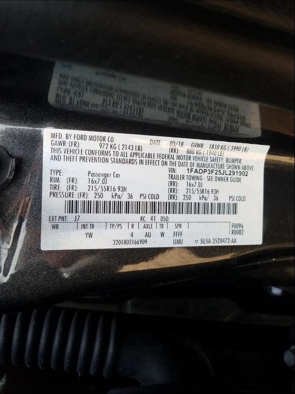 Photo 9 VIN: 1FADP3F25JL291902 - FORD FOCUS SE 