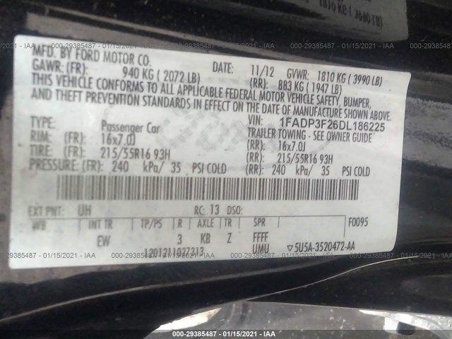 Photo 8 VIN: 1FADP3F26DL186225 - FORD FOCUS 