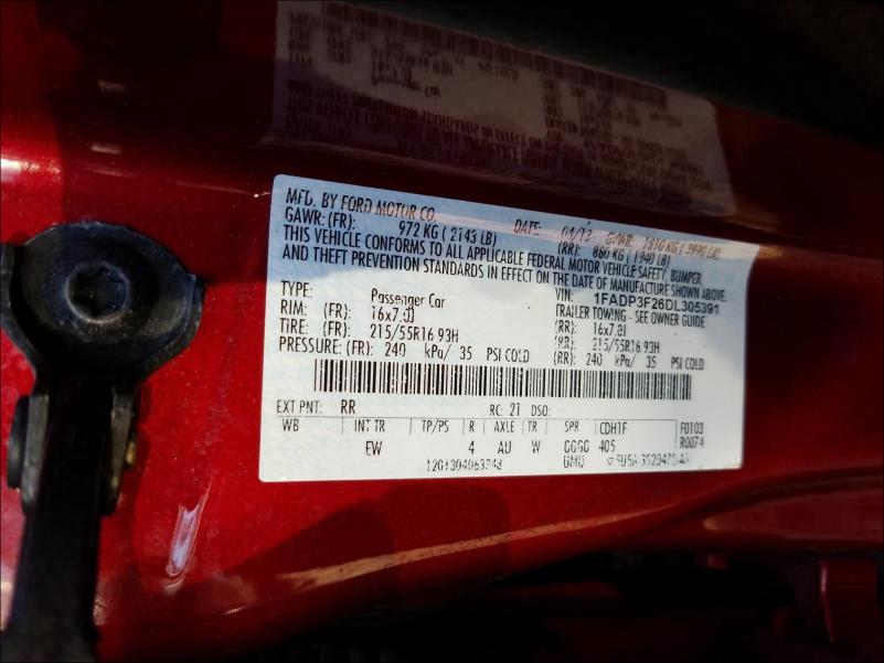 Photo 9 VIN: 1FADP3F26DL305391 - FORD FOCUS SE 