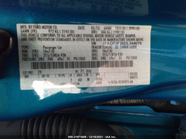 Photo 8 VIN: 1FADP3F26DL344076 - FORD FOCUS 