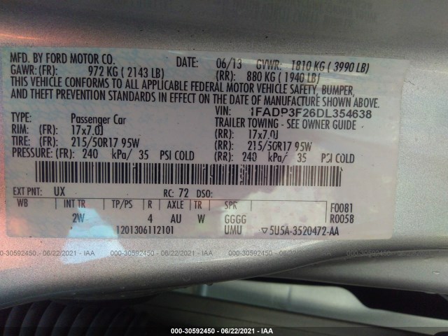 Photo 8 VIN: 1FADP3F26DL354638 - FORD FOCUS 