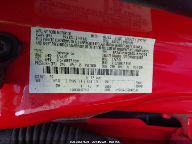 Photo 8 VIN: 1FADP3F26DL375036 - FORD FOCUS 