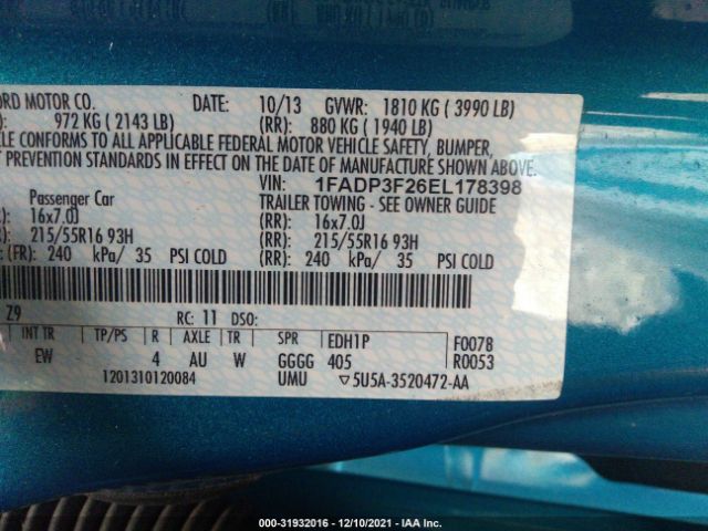 Photo 8 VIN: 1FADP3F26EL178398 - FORD FOCUS 