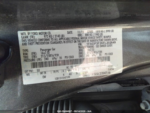 Photo 8 VIN: 1FADP3F26EL202649 - FORD FOCUS 