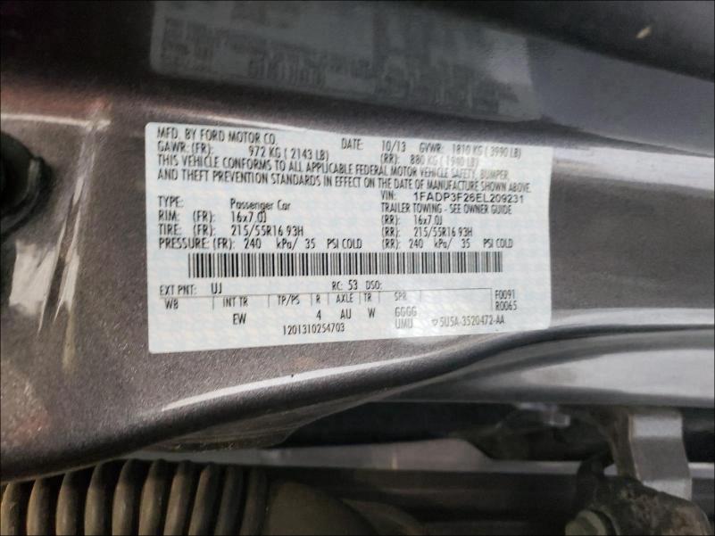 Photo 9 VIN: 1FADP3F26EL209231 - FORD FOCUS SE 