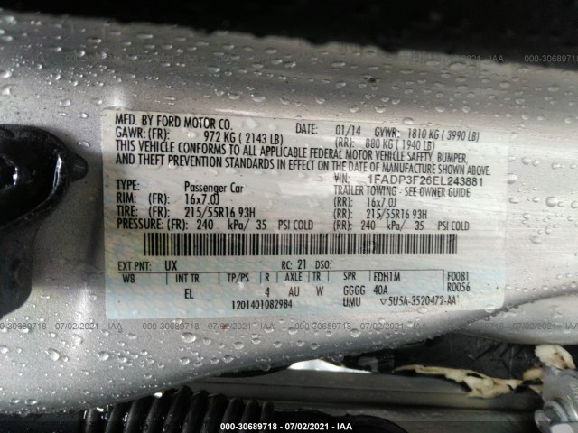 Photo 8 VIN: 1FADP3F26EL243881 - FORD FOCUS 