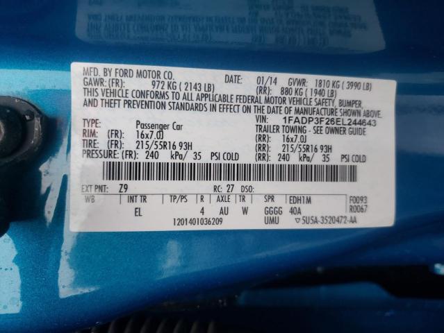 Photo 12 VIN: 1FADP3F26EL244643 - FORD FOCUS SE 