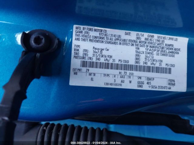 Photo 8 VIN: 1FADP3F26EL248059 - FORD FOCUS 