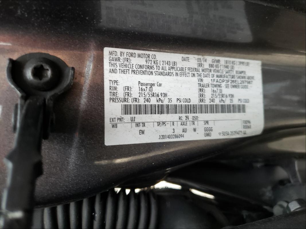 Photo 9 VIN: 1FADP3F26EL297987 - FORD FOCUS SE 