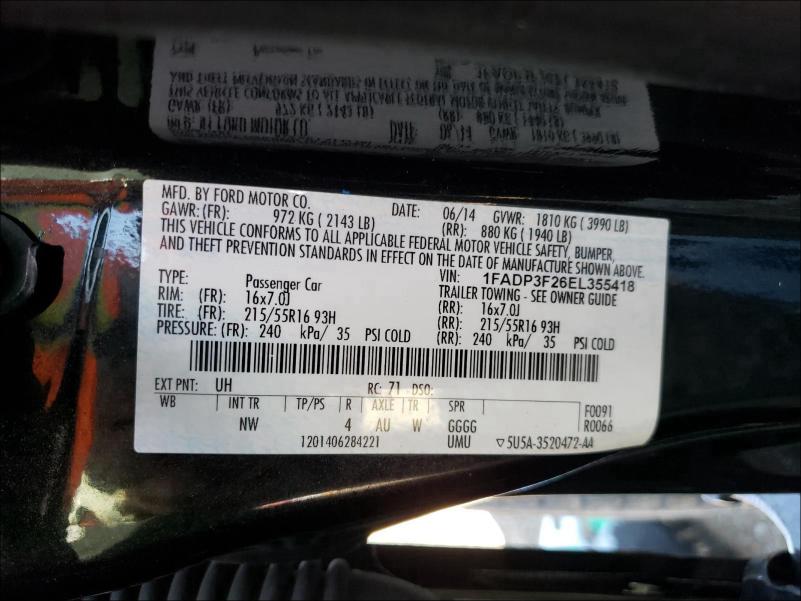 Photo 9 VIN: 1FADP3F26EL355418 - FORD FOCUS SE 