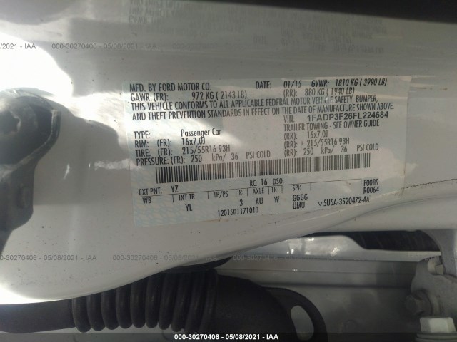 Photo 8 VIN: 1FADP3F26FL224684 - FORD FOCUS 