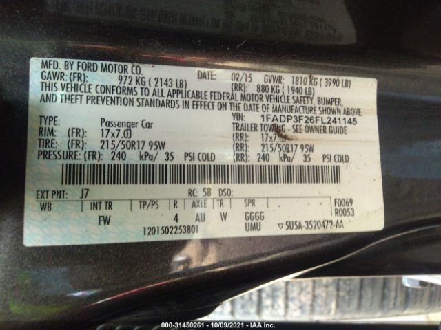 Photo 8 VIN: 1FADP3F26FL241145 - FORD FOCUS 