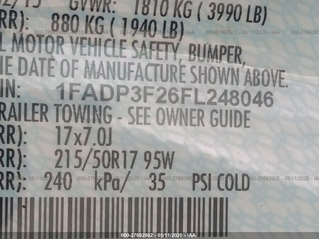 Photo 8 VIN: 1FADP3F26FL248046 - FORD FOCUS 