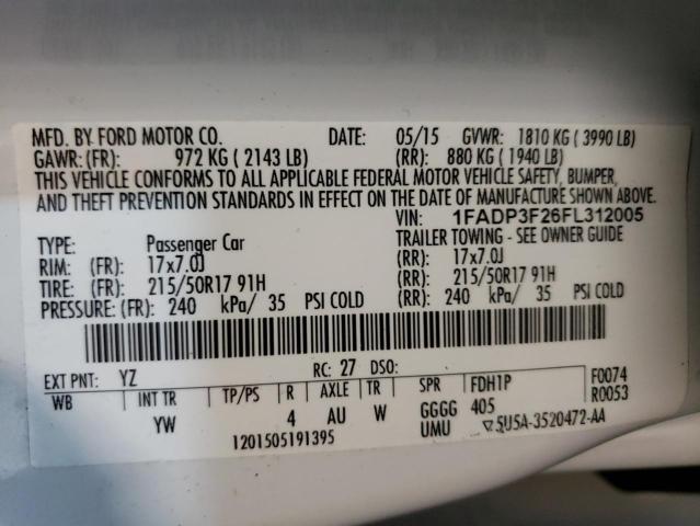 Photo 9 VIN: 1FADP3F26FL312005 - FORD FOCUS SE 