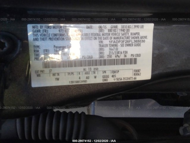 Photo 8 VIN: 1FADP3F26FL365030 - FORD FOCUS 