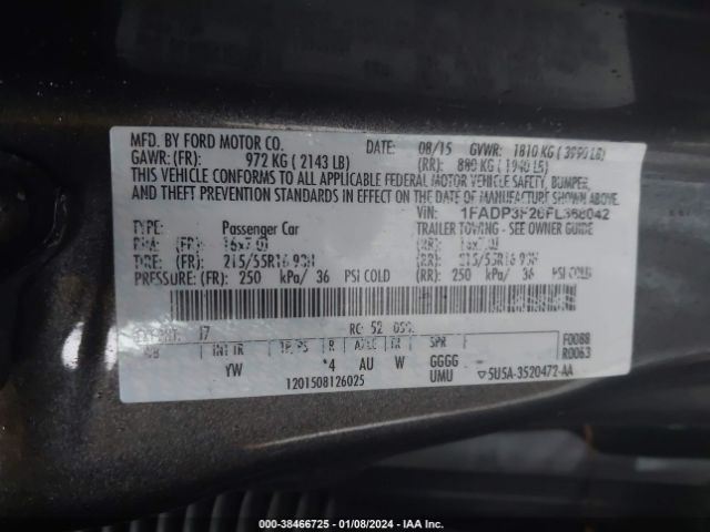 Photo 8 VIN: 1FADP3F26FL368042 - FORD FOCUS 