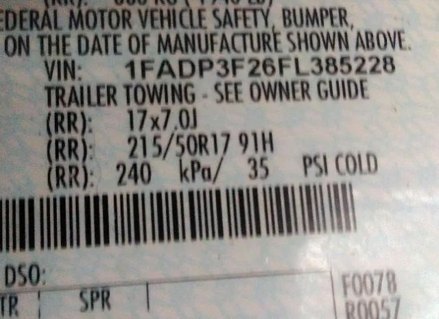 Photo 8 VIN: 1FADP3F26FL385228 - FORD FOCUS 