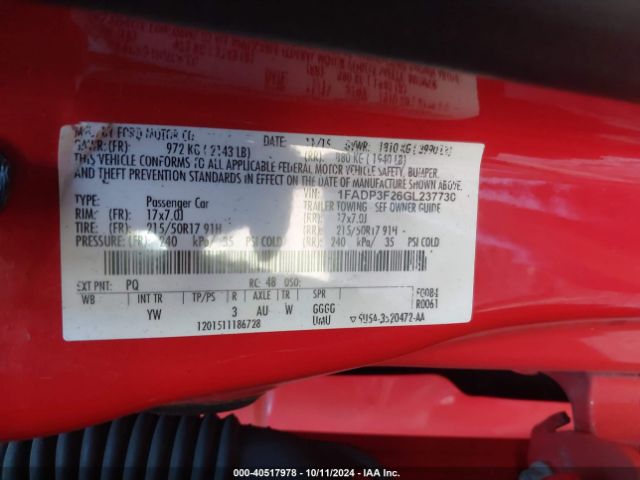 Photo 8 VIN: 1FADP3F26GL237730 - FORD FOCUS 