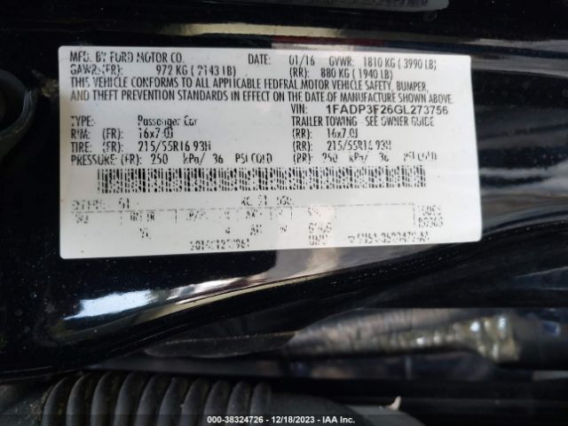 Photo 8 VIN: 1FADP3F26GL273756 - FORD FOCUS 