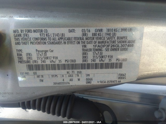 Photo 8 VIN: 1FADP3F26GL307498 - FORD FOCUS 