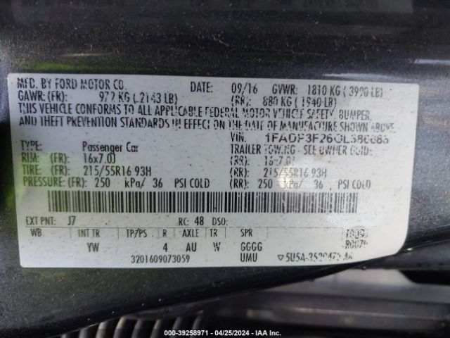 Photo 8 VIN: 1FADP3F26GL386686 - FORD FOCUS 