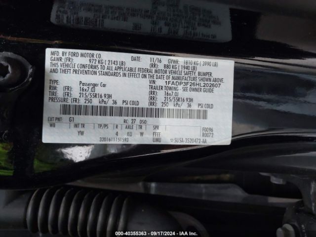 Photo 8 VIN: 1FADP3F26HL202607 - FORD FOCUS 