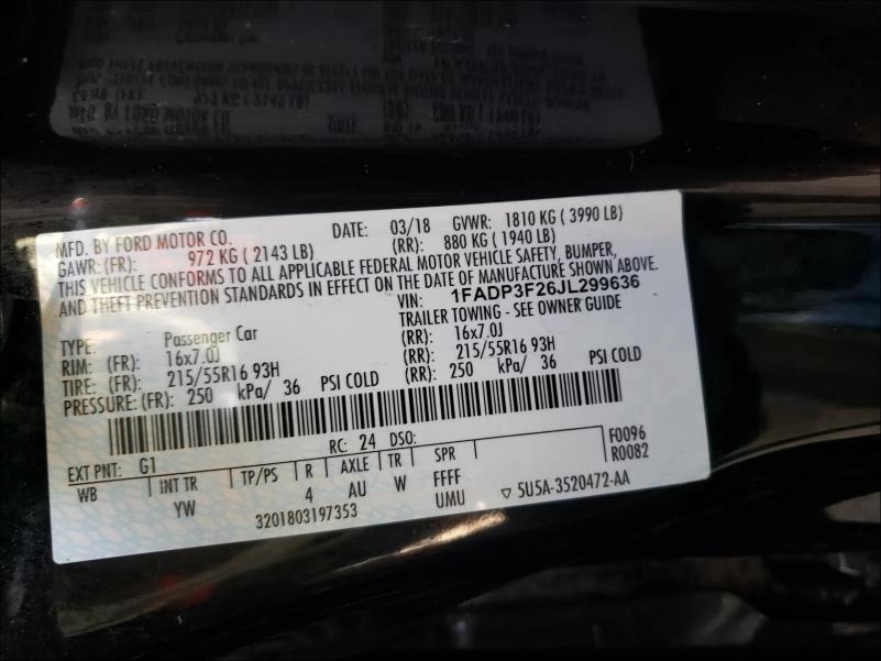 Photo 9 VIN: 1FADP3F26JL299636 - FORD FOCUS SE 