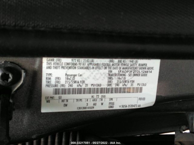 Photo 8 VIN: 1FADP3F27DL124414 - FORD FOCUS 