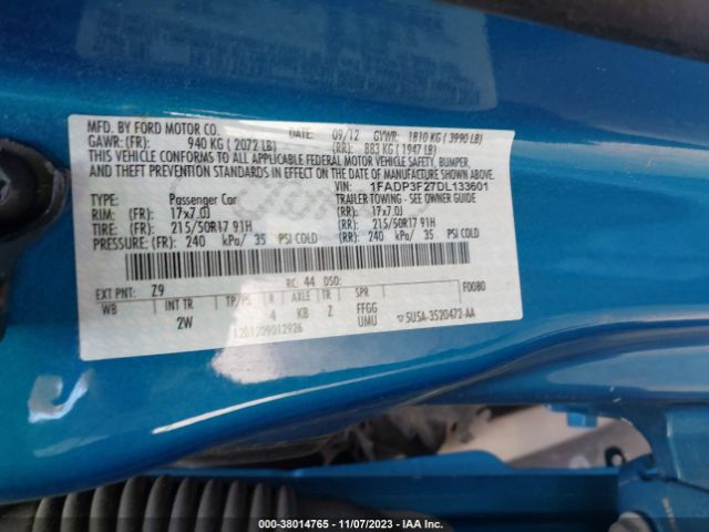 Photo 8 VIN: 1FADP3F27DL133601 - FORD FOCUS 