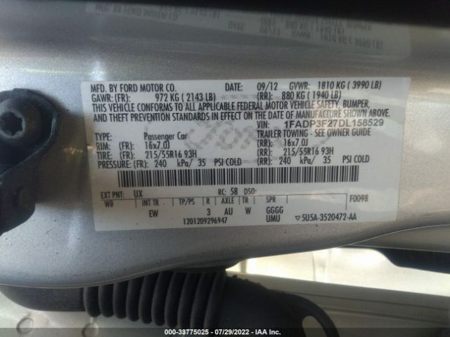 Photo 8 VIN: 1FADP3F27DL158529 - FORD FOCUS 